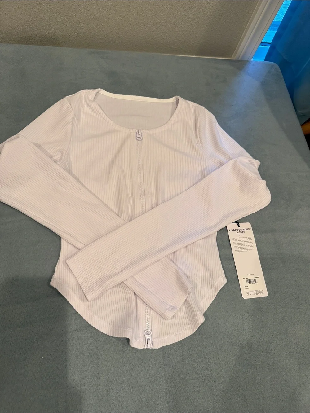 ALO Yoga White Ribbed Stardust Jacket